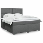 vidaXL Sommier à lattes de lit avec matelas Gris foncé 180x200cm Tissu