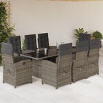 vidaXL Ensemble à manger de jardin 9 Pièces coussins gris résine tressée