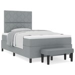 vidaXL Lit avec Sommier et Banc Gris Clair 120x200 cm Tissu