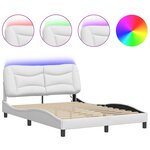 vidaXL Cadre de lit avec LED sans matelas blanc 140x200 cm