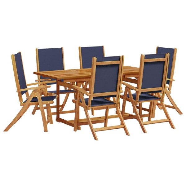 vidaXL Ensemble à manger de jardin 7Pièces bois d'acacia solide textilène