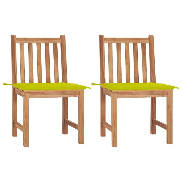 vidaXL Chaises de jardin lot de 2 avec coussins Bois de teck massif
