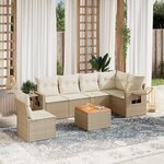 vidaXL Salon de jardin avec coussins 7 Pièces beige résine tressée