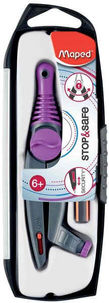 Compas Stop and Safe à bague + 1 mini Black'Peps' Coloris Aléatoire MAPED