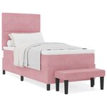 vidaXL Lit à Ressorts avec Matelas & Banc Rose 90x200 cm Velours