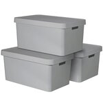 Curver boîte de rangement infinity avec couvercle 3pièces 45l gris 240659