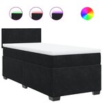 vidaXL Sommier à lattes de lit avec matelas noir simple velours