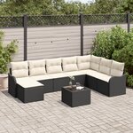 vidaXL Ensemble de canapé de jardin 8 pièces avec coussins en poly rotin brun