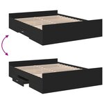 vidaXL Cadre de lit avec tiroirs sans matelas noir 150x200 cm