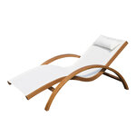Transat chaise longue design style tropical bois massif naturel coloris beige blanc