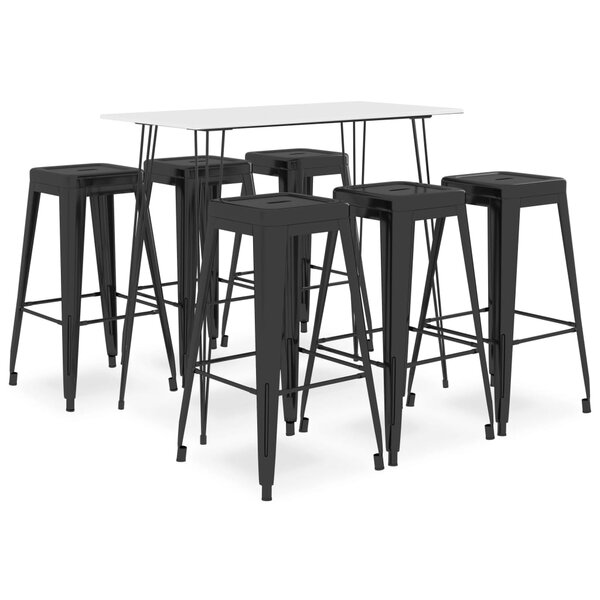 vidaXL Ensemble de bar 7 Pièces Blanc et noir