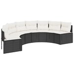 vidaXL Salon de jardin 3 Pièces demi-rond noir résine tressée