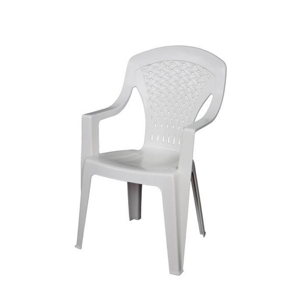 Lot de 4 Fauteuils de jardin monobloc empilable Capri - 56 x 58 x 90 cm - Blanc