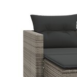 vidaXL Canapé de jardin 2 places avec tabourets gris résine tressée