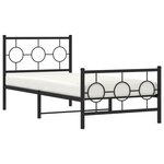 vidaXL Cadre de lit métal avec tête de lit/pied de lit noir 90x200 cm