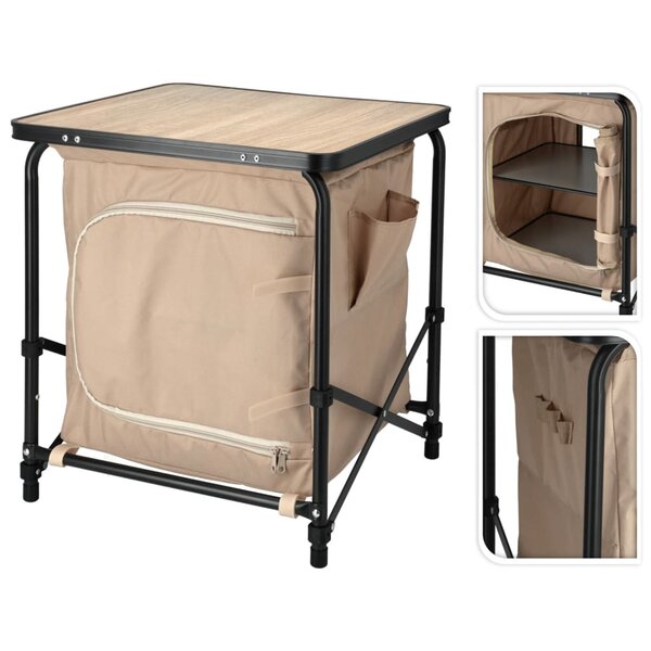 Redcliffs Table de camping avec placard beige 48x48x53 5 cm