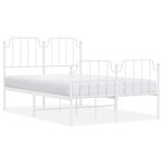 vidaXL Cadre de lit métal sans matelas et pied de lit blanc 120x190 cm