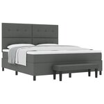 vidaXL Lit à sommier tapissier avec matelas et banc gris foncé 180x200 cm tissu