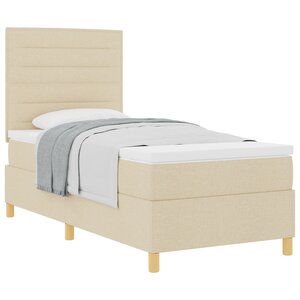 vidaXL Lit à ressort crème 90x200 cm en tissu
