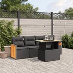 vidaXL Salon de jardin 5 Pièces avec coussins noir résine tressée