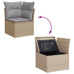 Ensemble de Canapé de Jardin de 8 Pièces avec Coussins Beige Poly Rattan Acacia