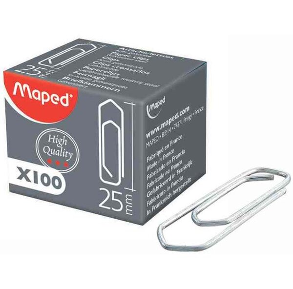 Boite de 1000 trombones en acier, 32 mm MAPED