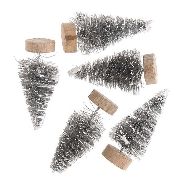 Lot de 5 sapins de Noël en bois gris 5 cm