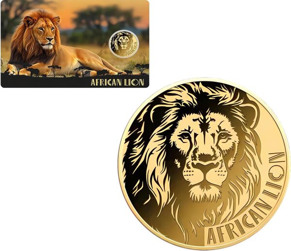 Pièce de monnaie en Or 3000 Francs g 0.031 (1/1000 oz) Millésime 2024 Gold Gift AFRICAN LION 1/1000