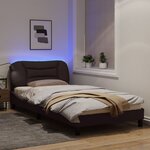 vidaXL Cadre de lit avec lumières LED marron foncé 100x200 cm tissu
