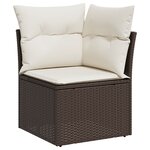 Ensemble de Salon de Jardin vidaXL 6 Pièces avec Coussins Marron Rattan Poly