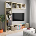 vidaXL Jeu de bibliothèque/meuble TV 3 Pièces Chêne sonoma 180x30x180 cm