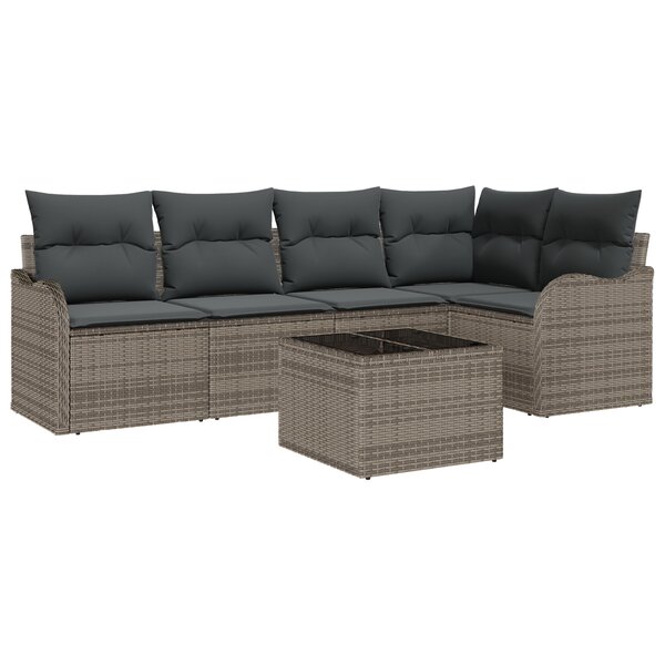 Ensemble de canapé de jardin vidaXL 5 pièces avec coussins en rotin noir