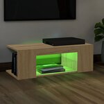 vidaXL Meuble TV avec lumières LED chêne sonoma 90x39x30 cm