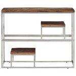vidaXL Table console argenté acier inoxydable et bois de mélèze massif