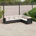 vidaXL Salon de jardin 6 Pièces avec coussins noir résine tressée