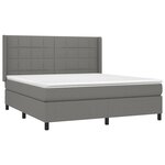 vidaXL Sommier à lattes de lit matelas LED Gris foncé 180x200 cm Tissu