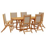 vidaXL Ensemble à manger de jardin 7Pièces bois d'acacia solide textilène