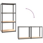 vidaXL Étagères à 4 niveaux 2Pièces Anthracite Acier et bois d'ingénierie