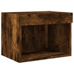 vidaXL Table de chevet murale avec lumières LED chêne fumé