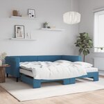 vidaXL Lit de jour avec lit gigogne et matelas bleu 100x200 cm velours