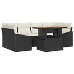 vidaXL Ensemble de salle à manger de jardin 7 pièces avec coussins Noir Poly Rattan Acacia