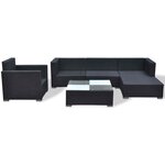 vidaXL Salon de jardin 6 Pièces avec coussins résine tressée noir