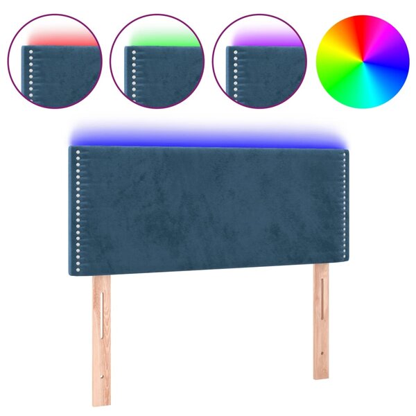 vidaXL Tête de lit à LED Bleu foncé 90x5x78/88 cm Velours