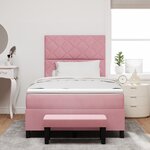 vidaXL Lit ressort avec Matelas & Banc en Velours Rose 120x190 cm
