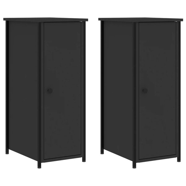 vidaXL Tables de chevet 2 Pièces noir 32x42x80 cm bois d’ingénierie