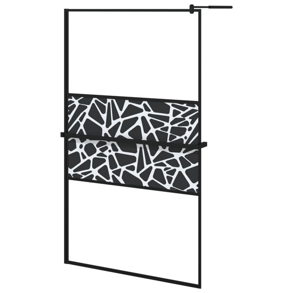 vidaXL Paroi de douche avec étagère Noir 115x195cm Verre ESG&Aluminium