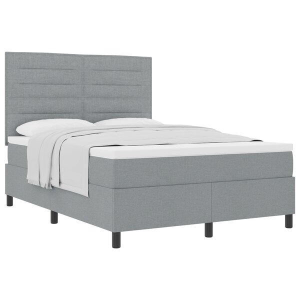 vidaXL Lit à ressort avec matelas gris clair 160x200 cm Tissu