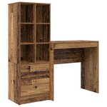vidaXL Bureau vieux bois avec rangement en bois d'ingénierie