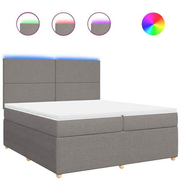 vidaXL Sommier à lattes de lit avec matelas Taupe 200x200 cm Tissu