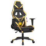 vidaXL Chaise de jeu avec repose-pied Noir et doré Similicuir